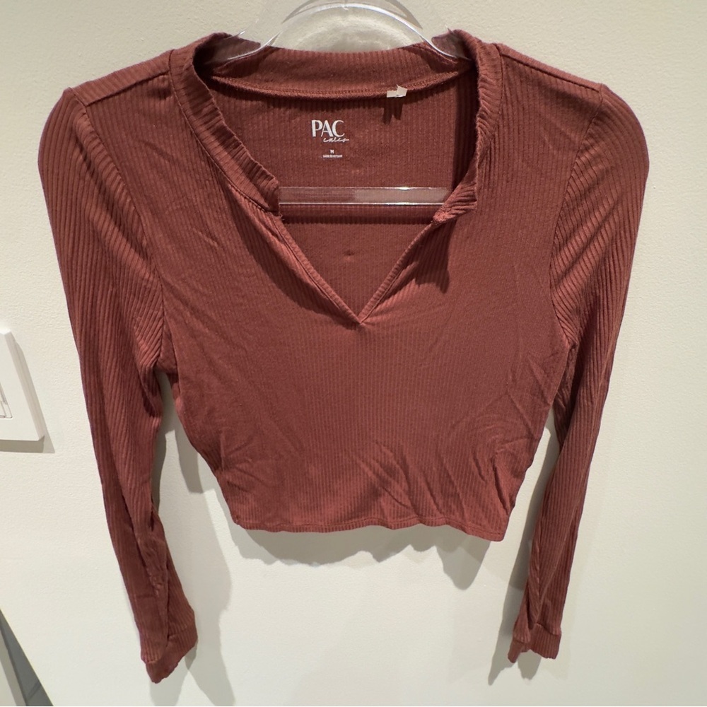 Pac Cares Brown Long Sleeve Top Size Medium